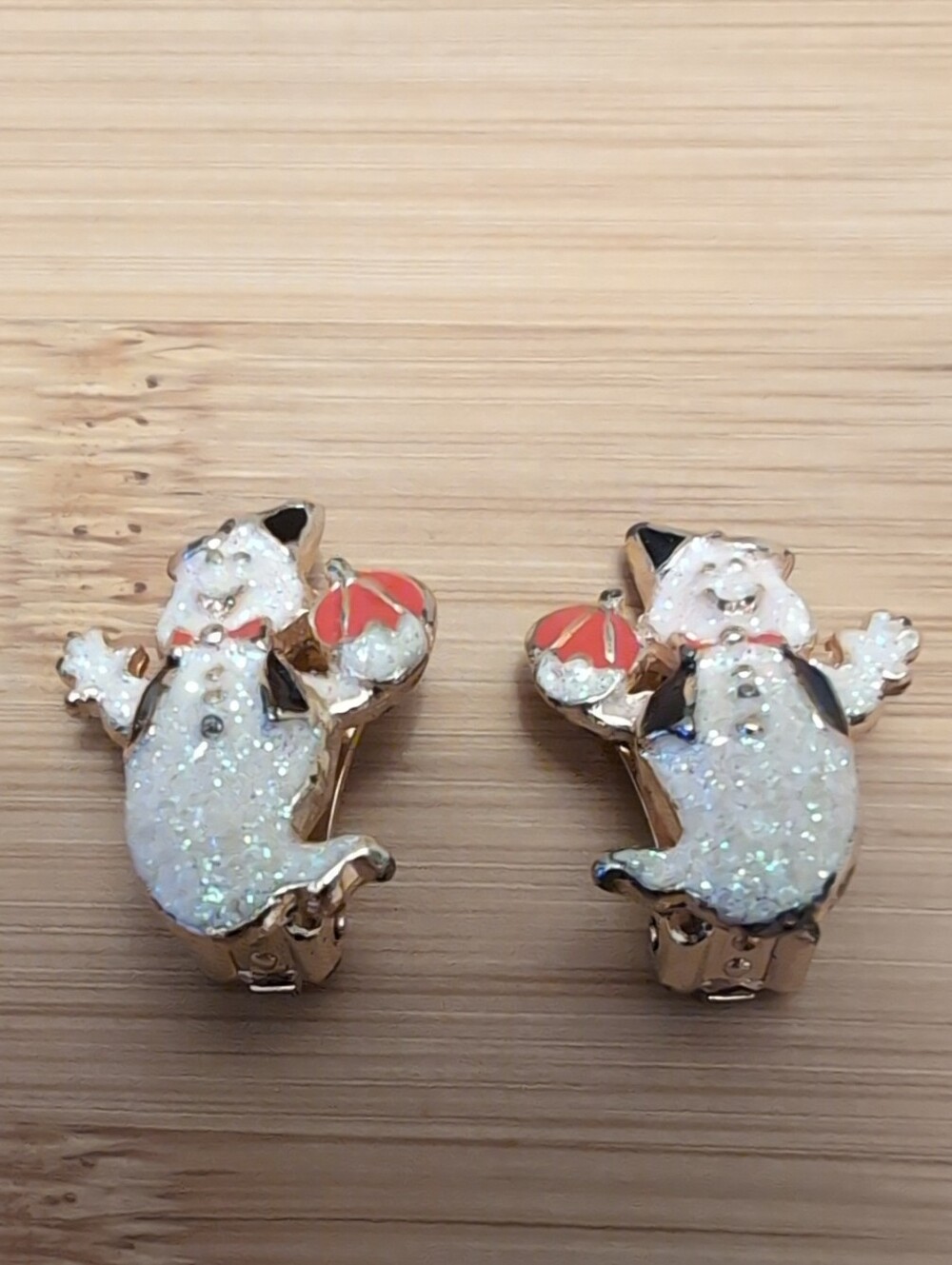 Sparkling Halloween Ghost Pumpkin Cat Clip-On Earrings